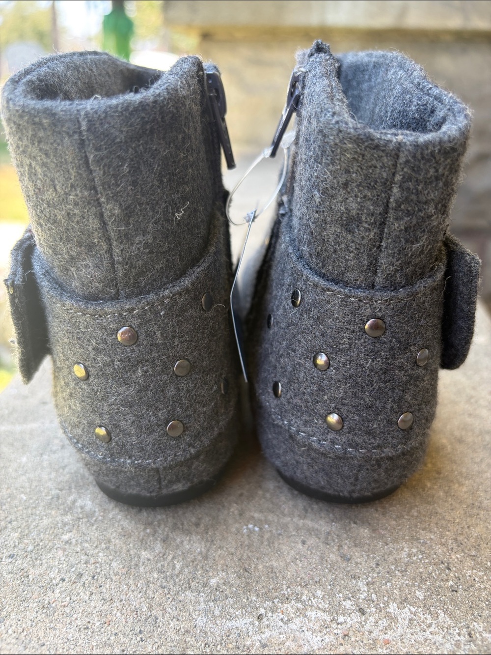 Sonoma Gray Wool-Blend Like Girls' Ankle Boots with Buckle - Picture 6 of 7